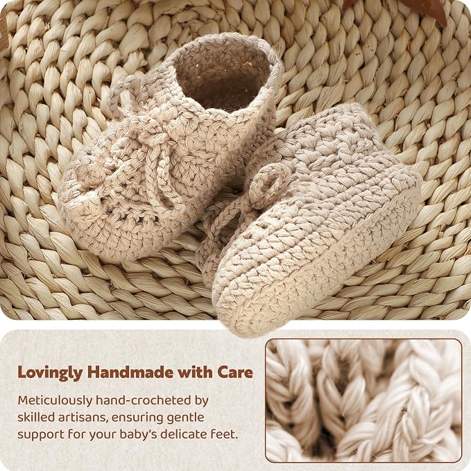 Hadetoto Baby Booties Hand Crochet Knit Cotton Bootie | Soft, Newborn First - Image 4
