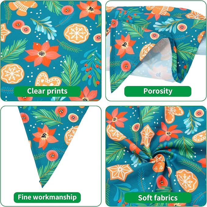 Christmas Dog Bandanas for Small Dogs Breed 7 Pcs Stitching Edge Christmas Dog - Image 3