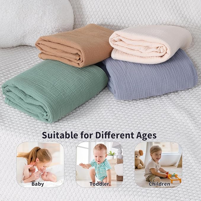 Muslin Swaddle Blankets for Newborn, 2 Pack Breathable Soft Receiving Blanket - Image 4