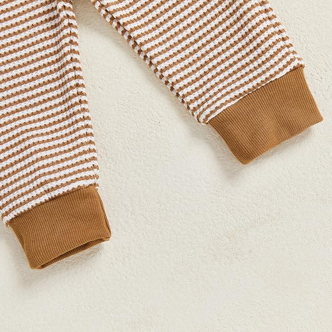 Toddler Baby Boy Fall Clothes Waffle Outfit Long Sleeve Color Blocking Sweatshirt Pullover Jogger Pant Set
