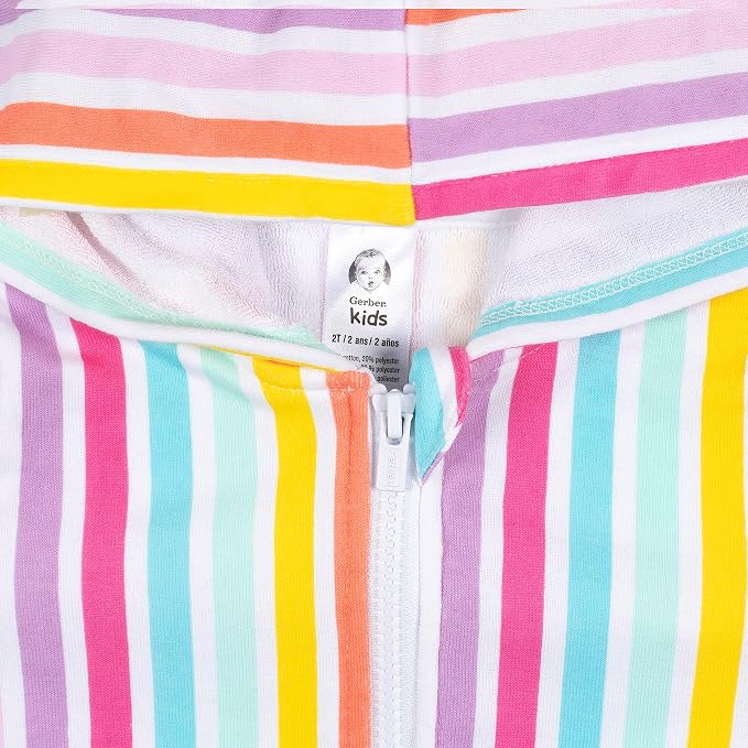 Gerber Baby & Toddler Girls Zipper Hoodie Terry Swimsuit Cover Up - Image 3