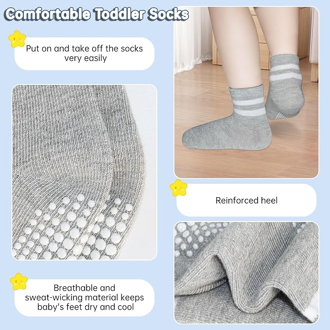 GRPSKCOS Baby Socks Non Slip 12 Pairs Toddler Anti Skid Socks - Image 2