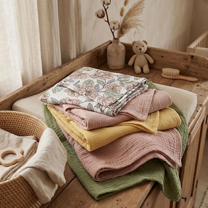 Muslin Receiving Blankets 5 Pack, Soft Swaddle Wraps - Image 6