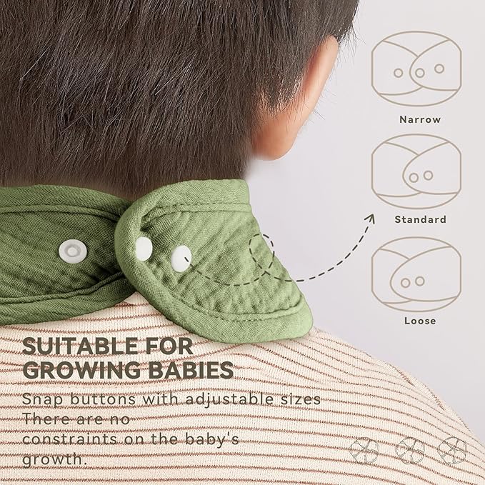 Muslin Baby Bibs for Unisex Boys Girls, Cotton Drool Bibs, Adjustable Newborn - Image 4