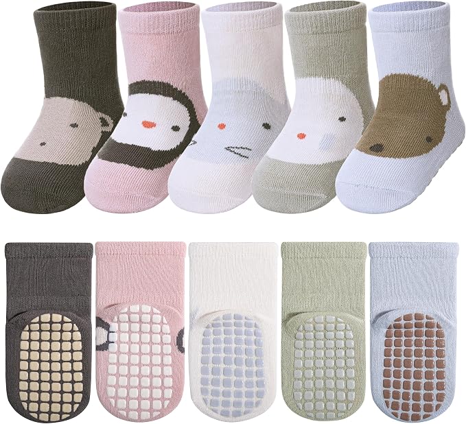 TRUEHAN 5 Pairs Toddler Non Slip Socks by TRUEHAN