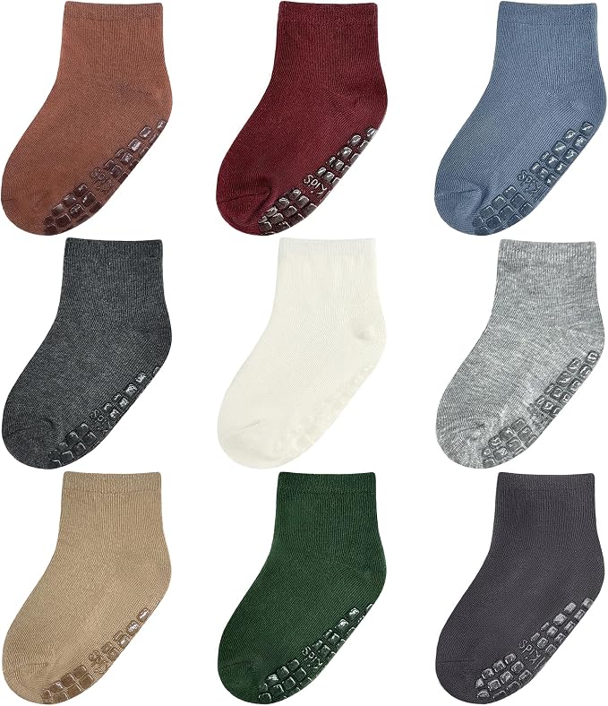 Baby Mid-Crew Socks with Grips for 0-7 Years Old Toddler Boy Girl Kids by SimplyKids