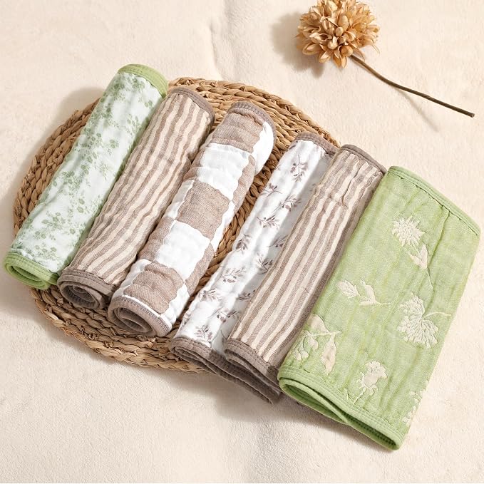 Muslin Baby Burp Cloths Organic Cotton Blend Set | 20x10 Inches, Reversible - Image 8