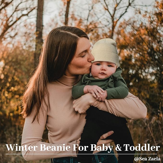Baby Toddler Infant Winter Soft Knit Beanie Hats Set - Image 4