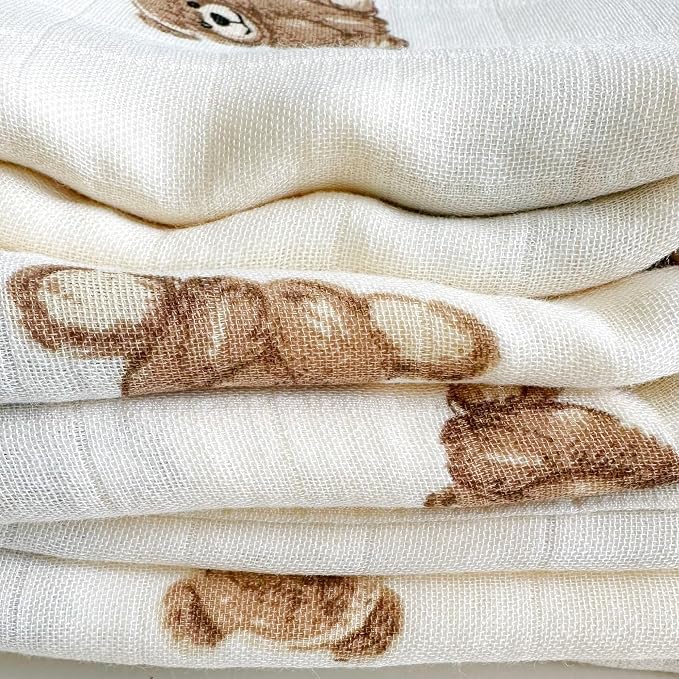 Ali+Oli Teddy Bear Swaddle Blanket, Organic Cotton, 47 x 47 - Image 6