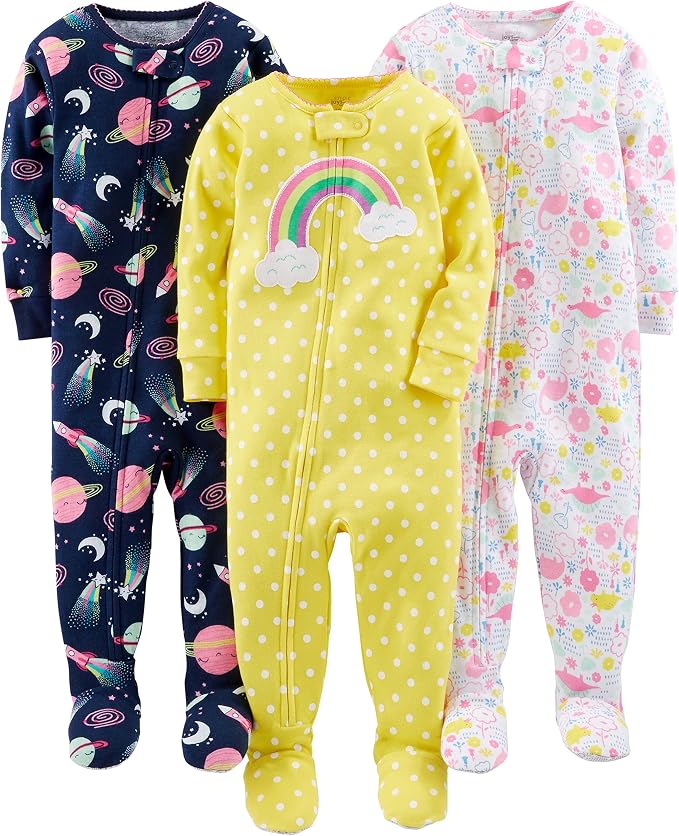 Simple Joys by Carter's Girls 3-pack Snug Fit Footed Cotton Pajamas by SimpleJoysbyCarters