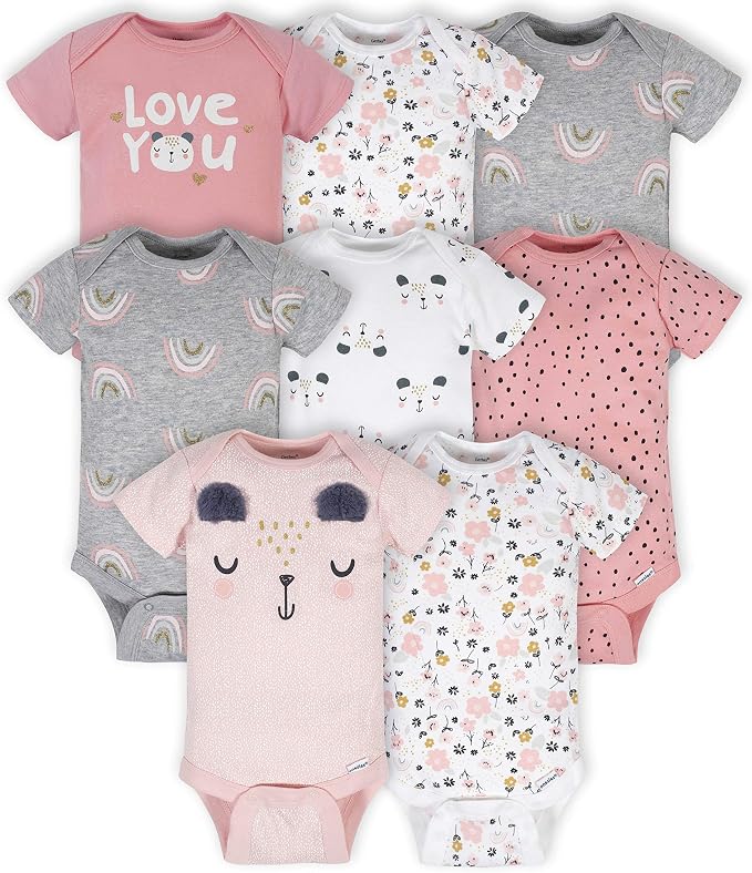 Gerber Baby Girls' 8-pack Short Sleeve Onesies Bodysuits by Gerber