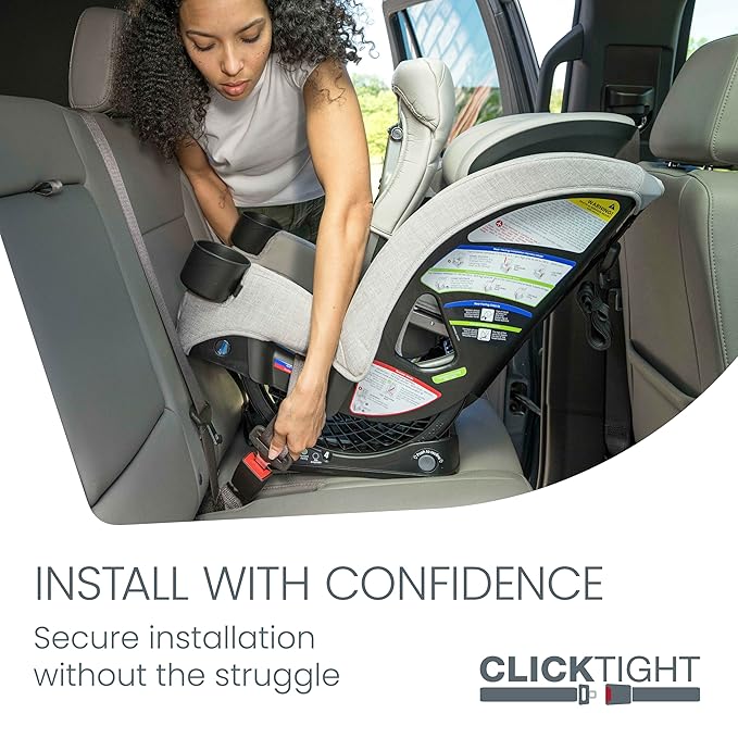 Britax One4Life Slim All-in-One Car Seat, 10 Years of Use, 17.5” SpaceSaver Design, Converts from Rear-Facing Infant Car Seat to Forward-Facing Booster Seat, ClickTight Installation, Raven Black