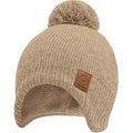 Baby Beanies, Baby Hats for Boys, Girls - Cute Toddler Winter Hat, Soft & Stretchy Beanies for Infant, Newborn 6-36 Months, Cozy & Warm with Earflap Muff & Pom (Taupe)