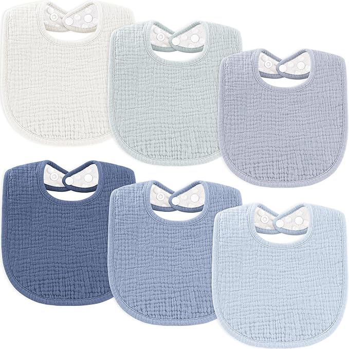 Susurration Muslin Baby Drool Bibs 6Pack Soft Square Adjustable Baby Bandana by Susurration
