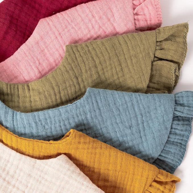 Baby Cotton Muslin Ruffled Bibs-Set of 6 - Image 2