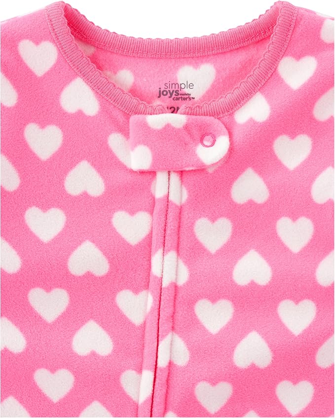 Simple Joys by Carter's Girls Loose-Fit Flame Resistant Fleece Footed Pajamas - Image 2
