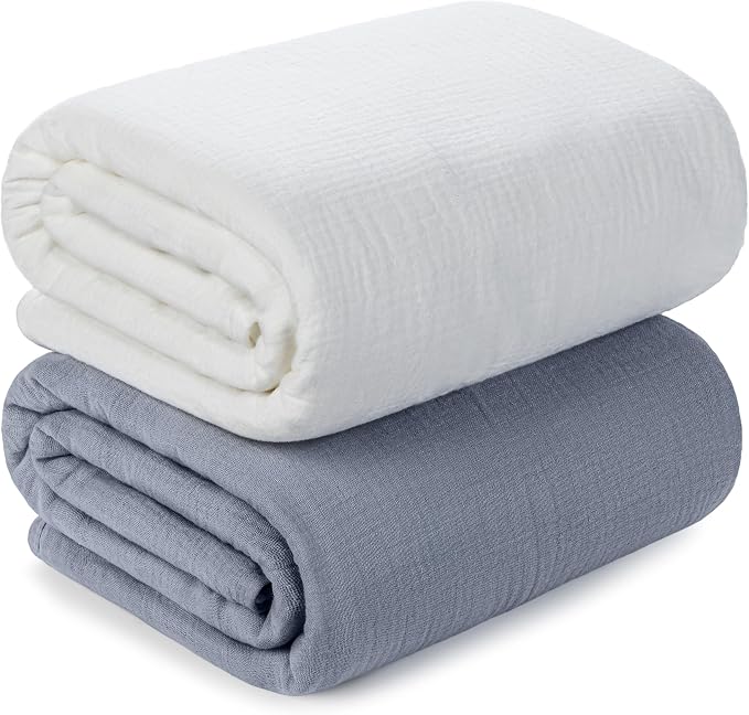 Muslin Swaddle Blankets for Newborn, 2 Pack Breathable Soft Receiving Blanket by GUNTAIL