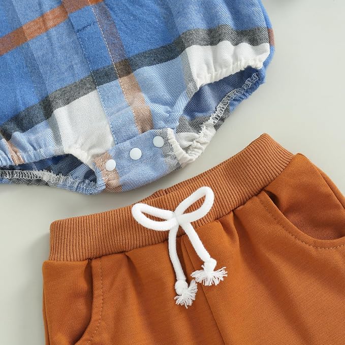 Douhoow Infant Baby Fall Clothes Boy Girl Plaid Hoodie Sweatshirt Romper - Image 7