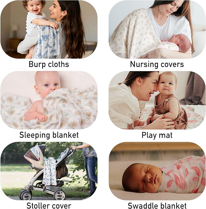 GLLQUEN BABY Muslin Swaddle Blankets 4Pk Receiving Blanket Large 35" x 40" | - Image 7