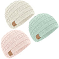 3-Pack Baby Beanies for Boys, Girls - Stretchy Knit Baby Hats, Cute Newborn & Toddler Winter Hat, Soft & Warm Infant Beanie 6-36 Months (Macaron, M)
