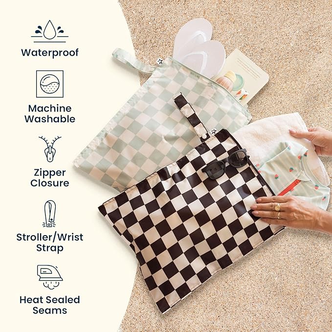 Tiny Twinkle Wet Dry Bag – 2 Pack Reusable Waterproof & Mess Proof Wet Bags for Swimsuits & Travel, Baby Towels & Beach Essentials,a Diaper Bag Must-Have(Unicorn)