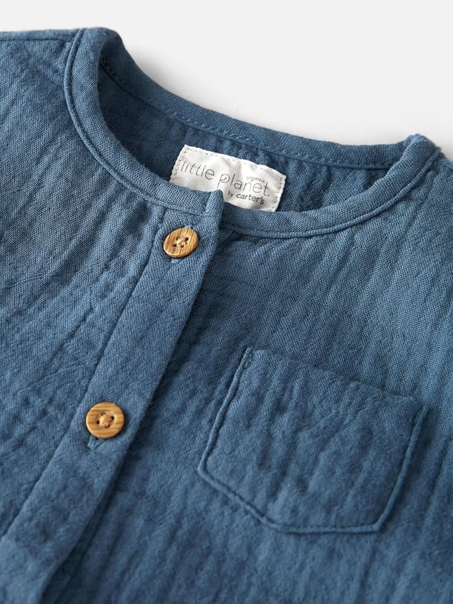 little planet by carter's Unisex Baby Waffle Knit Button-Front Jumpsuit made - Image 2