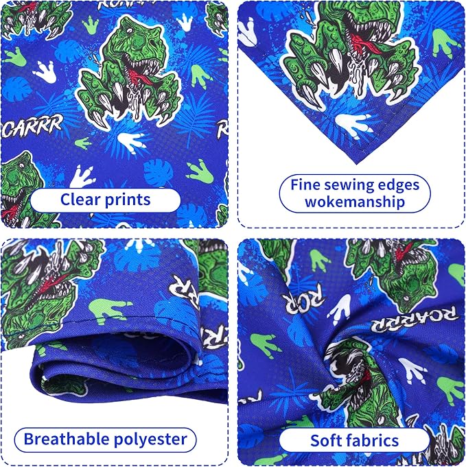 7 PCS Dinosaurs Dog Bandanas for Small Dogs Stitching Edge Dog Bandanas for - Image 3