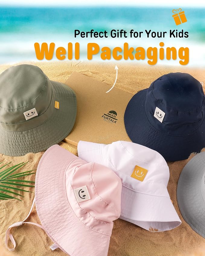 FURTALK Baby Sun Hat Toddler Bucket Hat Beach Smile Face UPF 50+ | Stays in the - Image 6