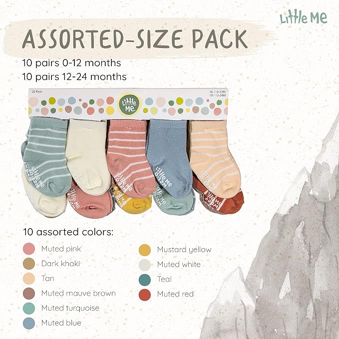 Little Me 20-Pack Newborn Baby Infant & Toddler Unisex Socks, - Image 3
