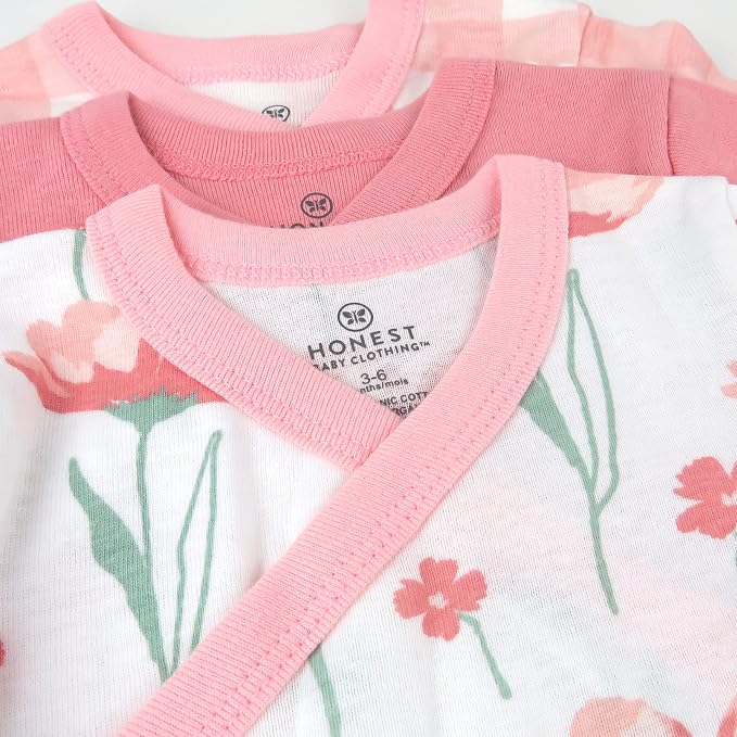 HonestBaby Baby 3-pack Long Sleeve Side-snap Kimono Bodysuits Organic Cotton - Image 4
