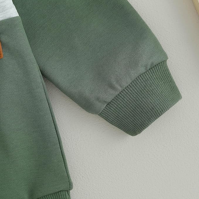 Toddler Baby Boy Fall Clothes Waffle Contrast Color Sweatshirt Pants Sets Infant Winter Outfits 6 12 18 24 Months