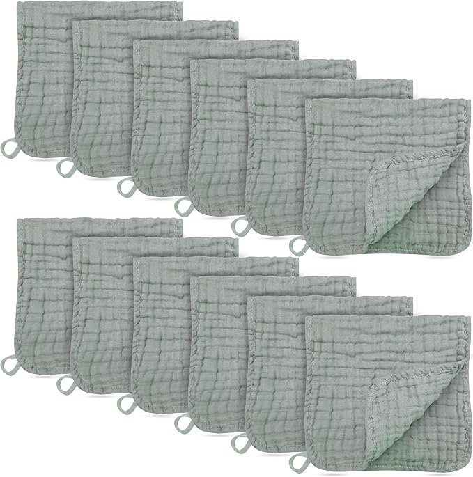 12 Pack Muslin Burp Cloths by BAMBOOQUEEN