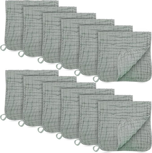 12 Pack Muslin Burp Cloths by BAMBOOQUEEN