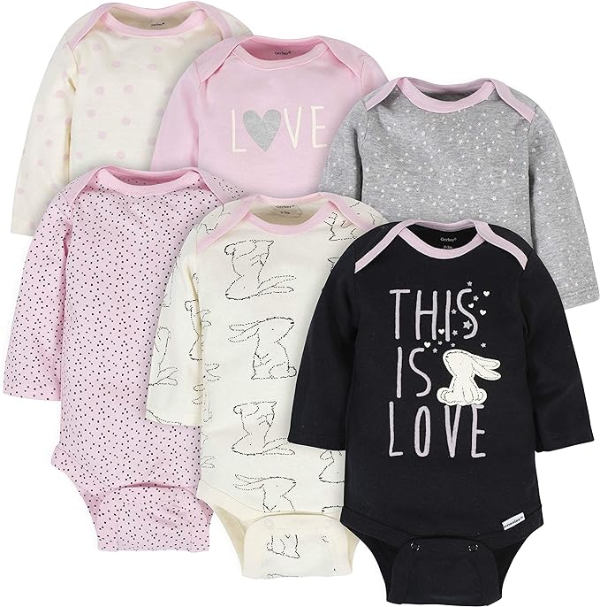 Gerber Baby Girls' 6-pack Long-sleeve Onesies Bodysuits by Gerber