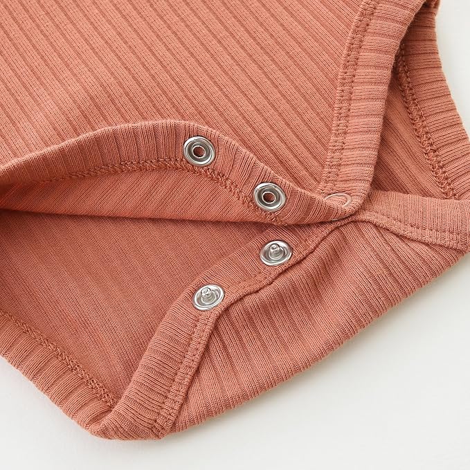 Baby Girl Knit Ruffle Outfit Clothes Ribbed 100% Organic Cotton Solid Color - Image 10