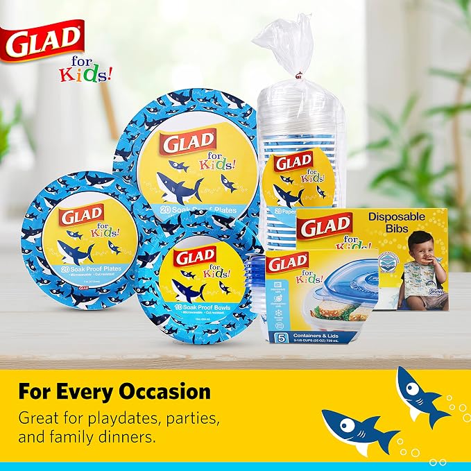 Glad for Kids Disposable Paper Bibs & Crumb Catcher, 30 Ct, 24-Pk | Absorbent - Image 11
