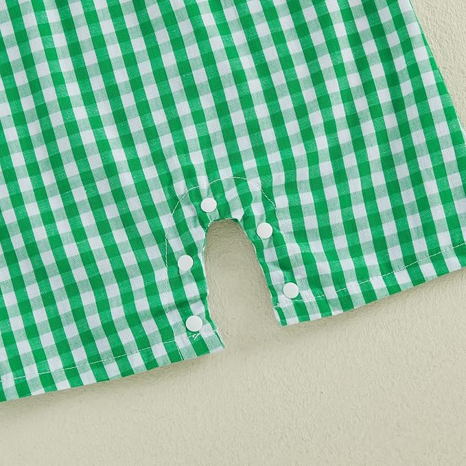 Newborn Baby Boys Sleeveless Seersucker Romper One Piece Straps Overalls - Image 6