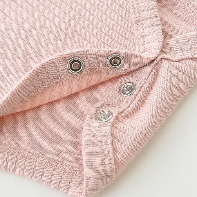 Baby Girl Knit Ruffle Outfit Clothes Ribbed 100% Organic Cotton Solid Color - Image 8