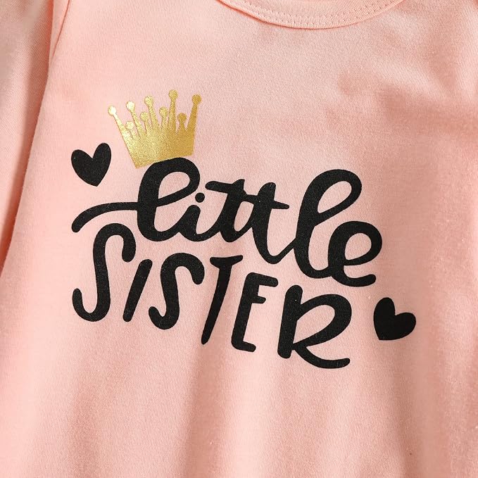 AMAWMW Newborn Baby Girl Little Sister Sleeper Gown Stripe Long Sleeve - Image 6