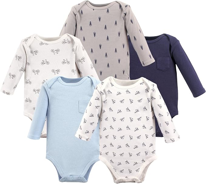 Hudson Baby baby-boys Cotton Long-sleeve Bodysuits 5-pack by HudsonBaby