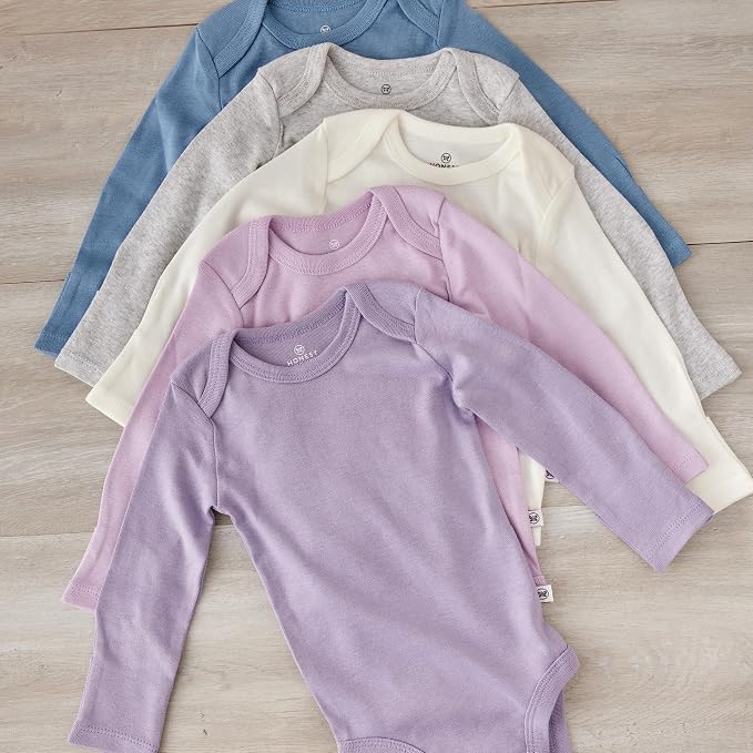 HonestBaby baby-girls 5-pack Long Sleeve Bodysuits One Piece 100% Organic Cotton - Image 4