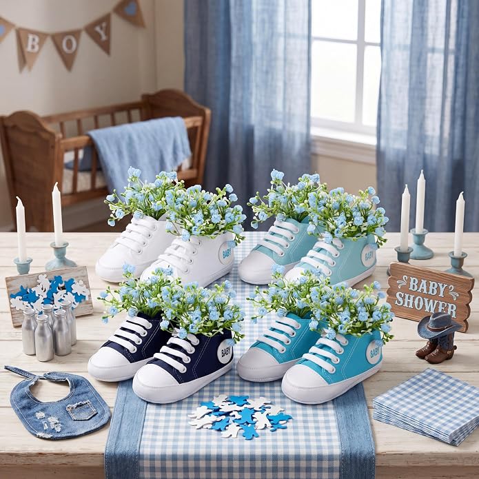 Glitopper 4 Set Baby Shower Table Decorations Booties Bulk - Image 5
