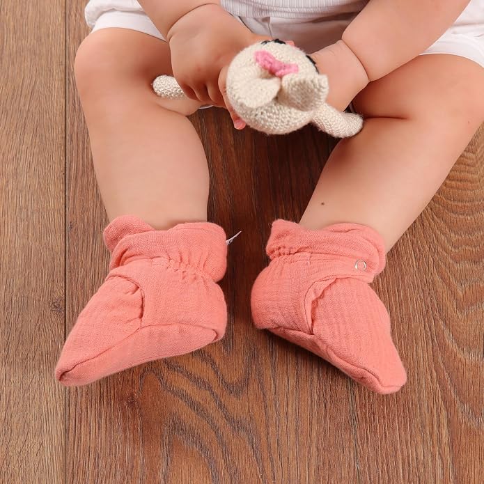 Ella Bonna Baby Booties Organic Cotton Muslin Newborn Baby Slippers Baby Boy - Image 7