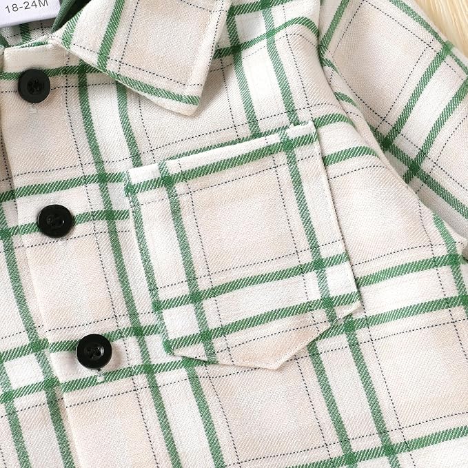 YOUNGER STAR Toddler Kids Boys Girls Flannel Hooded Plaid Shirt Button Baby Red - Image 4