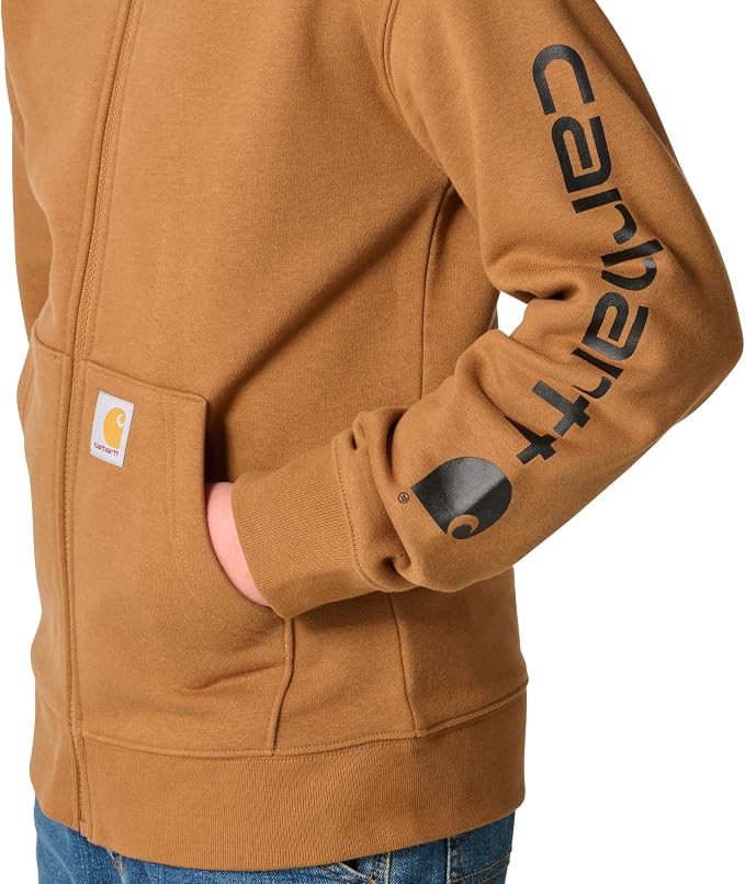 Carhartt Kid's CP8675 Long-Sleeve Full-Zip Logo Sweatshirt - Image 7
