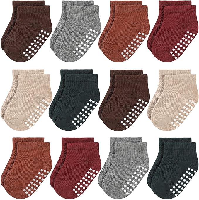Baby Non-Slip Ankle Socks 12 Pack Soft Cotton by JAKIDAR