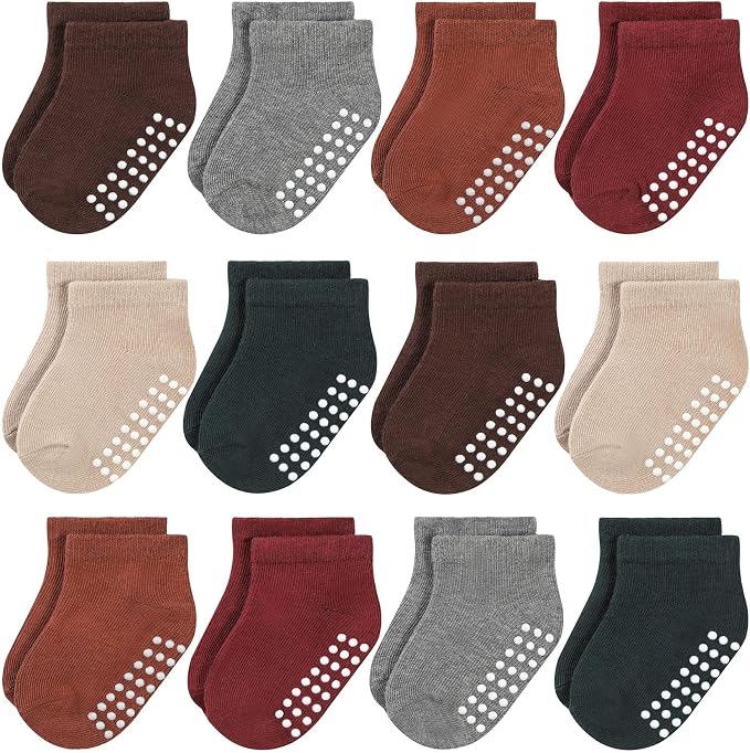 Baby Non-Slip Ankle Socks 12 Pack Soft Cotton by JAKIDAR