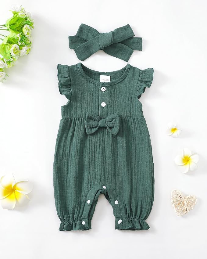 Renotemy Newborn Baby Girl Clothes Romper Summer Outfits Preemie-18Months | - Image 2