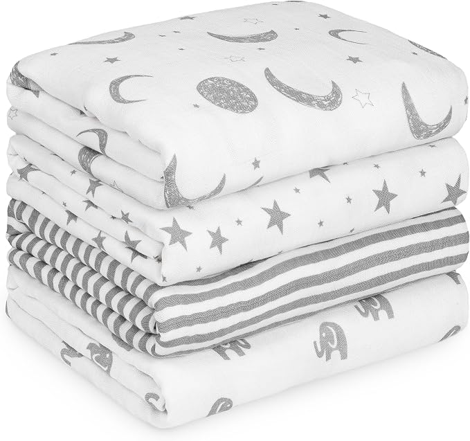 GLLQUEN BABY Muslin Swaddle Blankets 4Pk Receiving Blanket Large 35" x 40" | by GLLQUENBABY