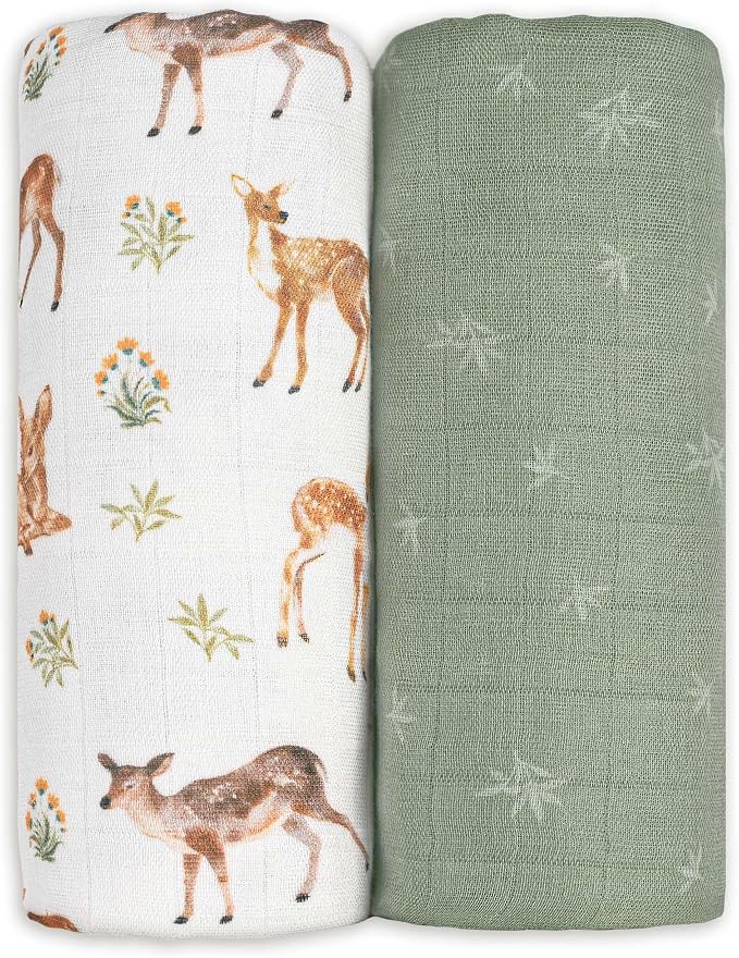 GLLQUEN BABY Muslin Swaddle Blankets 2Pk Receiving Blanket Large 35" x 40" | by GLLQUENBABY